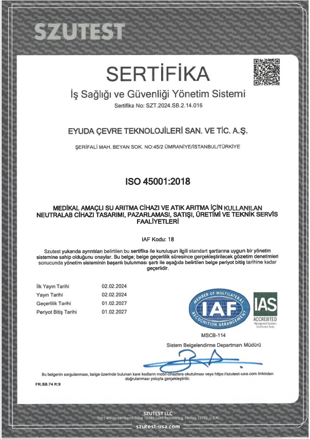 EYUDA iş sağlığı ve güvenliği yönetim sistemi belgesi